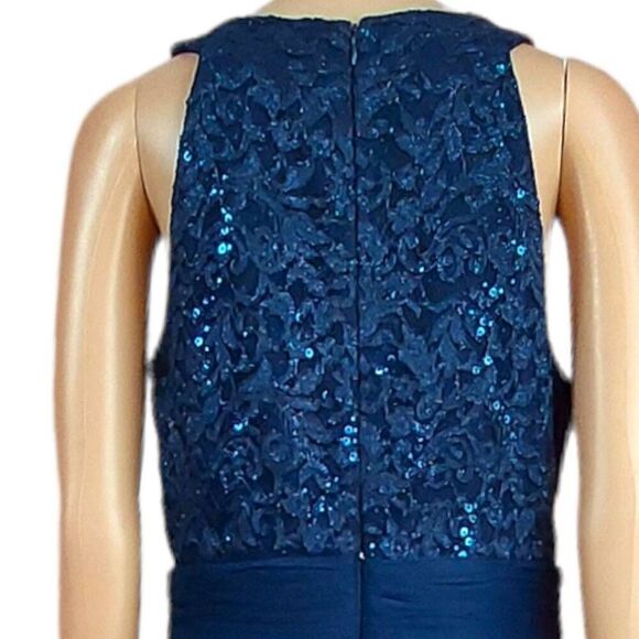 Davids Bridal Navy blue and sequined prom, evening dress - Picture 6 of 7